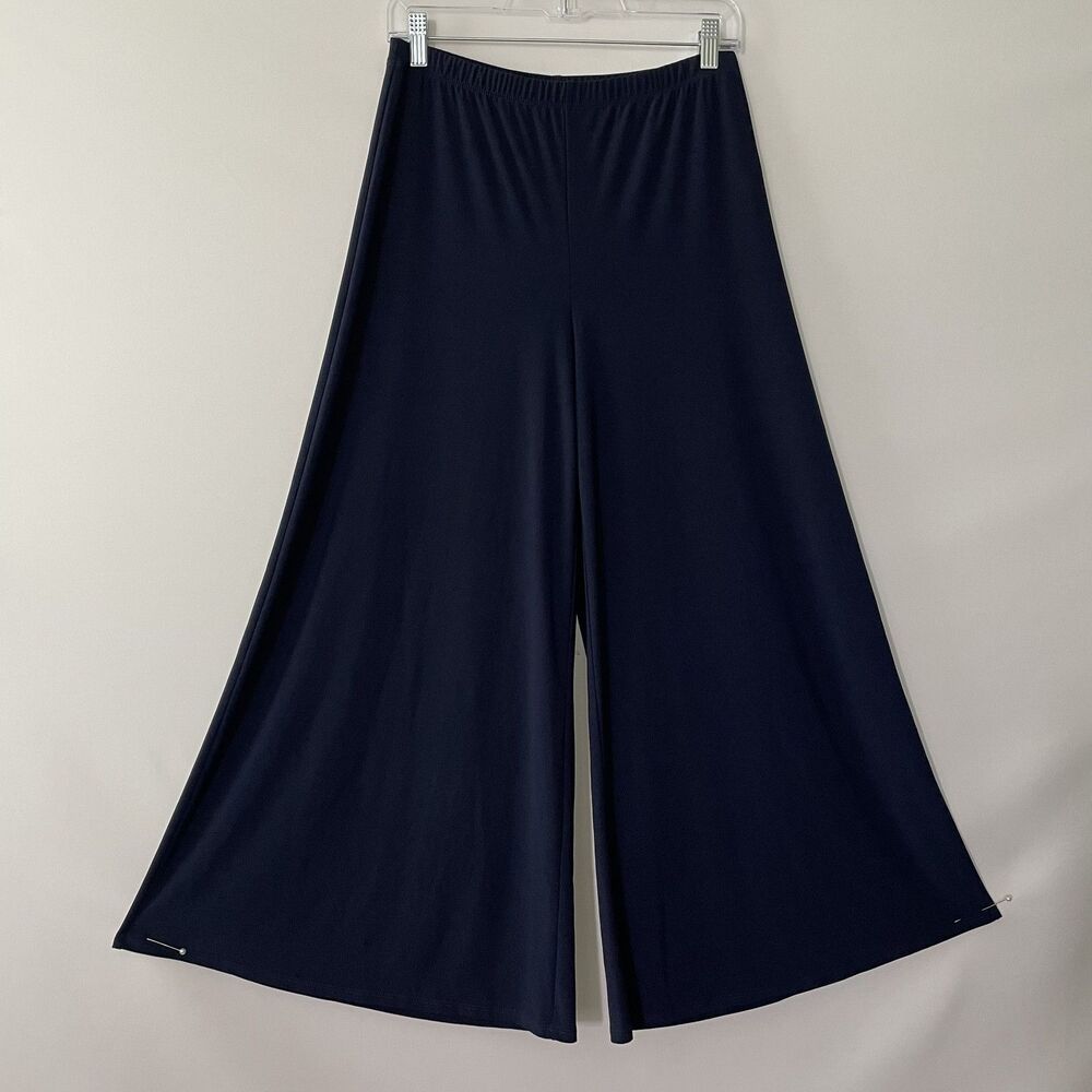 Halogen Women's Wide Leg Pull On Pants Blue Knit Size M
